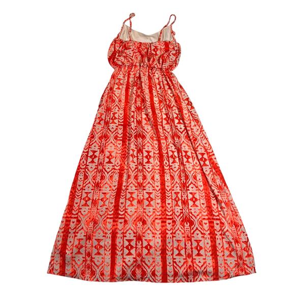 Women's Sleeveless Ruffle Trim Aztec Print Maxi Dress Size XS Summer Vacation - Picture 2 of 5